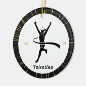 Moderne marathonloper naam en jaar van uitvoering keramisch ornament (Links)