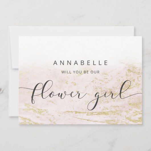 Moderne marbles in Blush Bloemenmeisje Voorstel Ka (Voorkant)