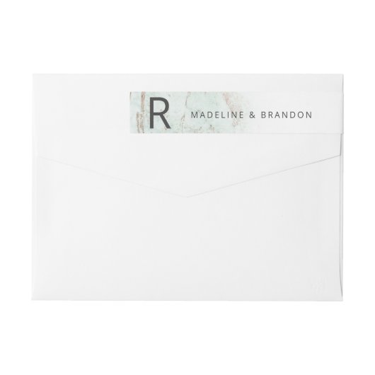 Moderne marbles Mint Green Monogram Return-adres (Achterkant)