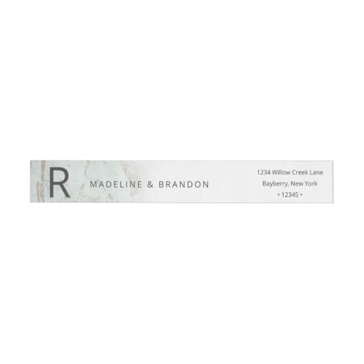 Moderne marbles Mint Green Monogram Return-adres (Individueel)