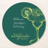 Moderne Margarita Groene Cocktail Verjaardagsfeest Ronde Kartonnen Onderzetter (Voorkant)