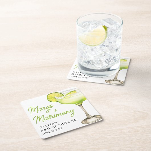 Moderne Margs & Bruiloft Cocktail Bruidsfeestje Kartonnen Onderzetters (Insitu)