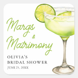 Moderne Margs & Bruilofts Cocktail Bruidsfeestje Vierkante Sticker