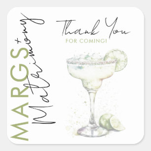 Moderne Margs en Huwelijks Bruidsbedankjes Vierkante Sticker