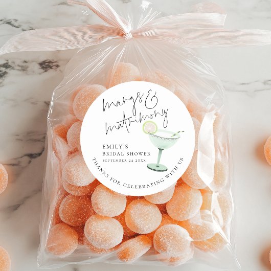 Moderne Margs Huwelijk Bedankt Bruidsfeest Ronde Sticker