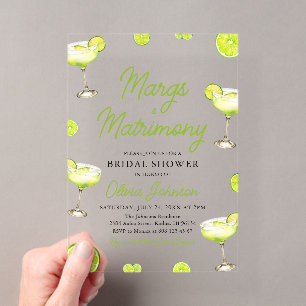 Moderne Margs & Huwelijkscocktail Bruidsborrel Acryl Uitnodigingen