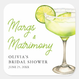 Moderne Margs & Huwelijksfeest Cocktail Bruidsfees Vierkante Sticker