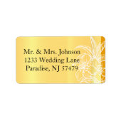 Moderne marigold Yellow & White Floral Stamp Etiket (Voorkant)