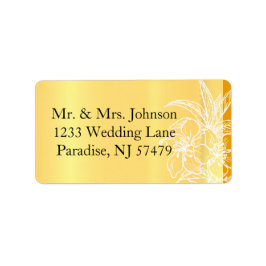 Moderne marigold Yellow & White Floral Stamp Etiket