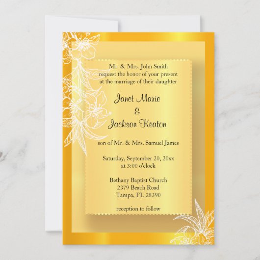 Moderne marigold Yellow & White Floral Stamp Kaart (Voorkant)