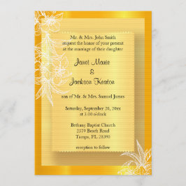 Moderne marigold Yellow & White Floral Stamp Kaart