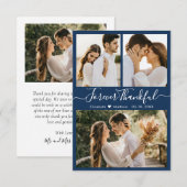 Moderne marine 3 Foto Collage Weddenschap Hartelij Bedankkaart (Voorkant / Achterkant)