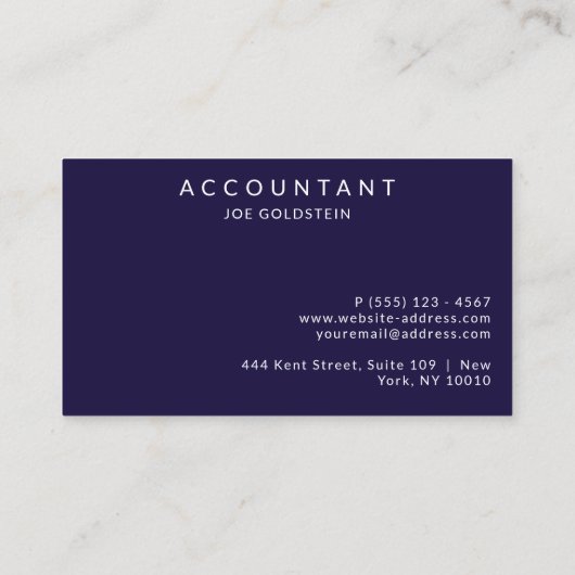 Moderne Marine Accountant CPA Tax Agent CA Visitekaartje (Achterkant)