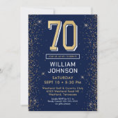 Moderne Marine Blauw 70e Verjaardagsfoto Kaart (Voorkant)