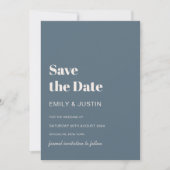 Moderne Marine Blauw Beige Save the Date Wedding Kaart (Voorkant)