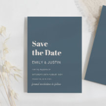 Moderne Marine Blauw Beige Save the Date Wedding