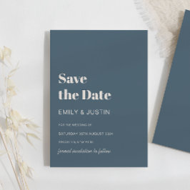 Moderne Marine Blauw Beige Save the Date Wedding Kaart