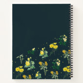 Moderne Marine Blauw Bloempatroon Monogram Notitieboek (Achterkant)