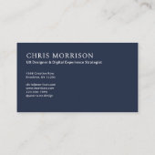 Moderne Marine Blauw Eenvoudige Professionele Foto Visitekaartje (Achterkant)