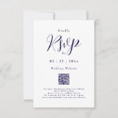 Moderne Marine Blauw Elegant Script Trouwdetails RSVP Kaartje (Voorkant)