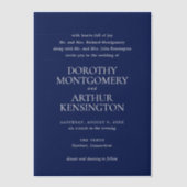 Moderne Marine Blauw Elegante Huwelijk Vellum Uitnodigingen (Voorkant)