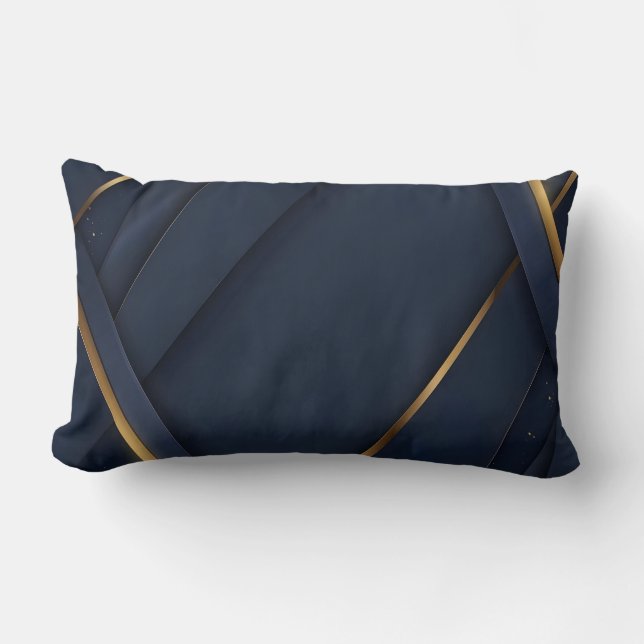 Moderne marine blauw en goud geometrische kussen (Voorkant)
