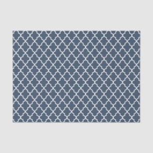Moderne Marine Blauw en Wit Marokkaanse Quatrefoil Tissuepapier
