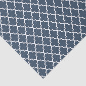 Moderne Marine Blauw en Wit Marokkaanse Quatrefoil Tissuepapier (Detail)