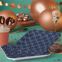 Moderne Marine Blauw en Wit Patroon Vakantie