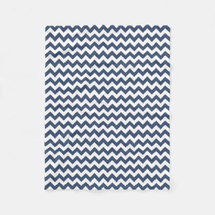 Moderne Marine Blauw en Witte Chevron Zigzag Fleece Deken