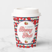 Moderne Marine Blauw en Witte Strepen Berry First Papieren Bekers (Achterkant)