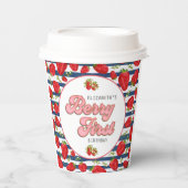 Moderne Marine Blauw en Witte Strepen Berry First Papieren Bekers (Voorkant)