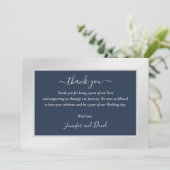 Moderne Marine Blauw en Zilver Dank U Kaart (Staand voorkant)
