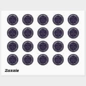 Moderne marine blauw en zilver glitter ronde sticker (Vel)