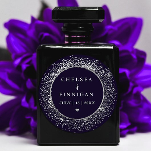 Moderne marine blauw en zilver glitter ronde sticker