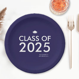 Moderne Marine Blauw Gepersonaliseerde Graduation  Papieren Bordje