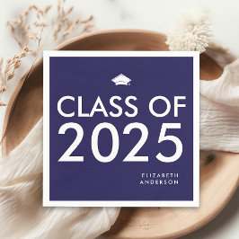 Moderne Marine Blauw Gepersonaliseerde Graduation  Servet