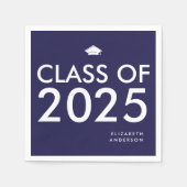 Moderne Marine Blauw Gepersonaliseerde Graduation  Servet (Voorkant)