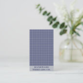 Moderne Marine Blauw Geruit Patroon QR Code Visitekaartje (Staand voorkant)