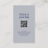 Moderne Marine Blauw Geruit Patroon QR Code Visitekaartje (Achterkant)