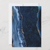 Moderne marine blauw goud agaat geode elegante bru kaart (Achterkant)