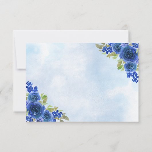 Moderne Marine Blauw Goud Bloemen Prinses Quinceañ Save The Date (Achterkant)