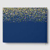 Moderne Marine Blauw Goud Faux Glitter Wedding Gastenboek (Achterkant)