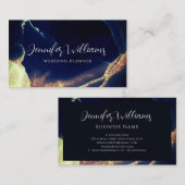 Moderne marine blauw goud glitter bruiloft planner visitekaartje (Voorkant / Achterkant)
