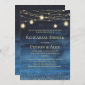 Moderne Marine Blauw Goud String Lights repetitie Kaart (Voorkant / Achterkant)