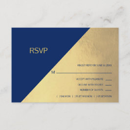 Moderne Marine Blauw & Gouden Folie RSVP Menu Brui