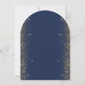 Moderne Marine Blauw Gouden Glitter Edge Boog Wedd Kaart (Achterkant)