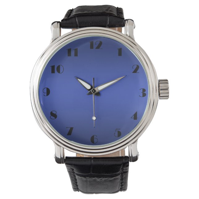 Moderne marine blauw gradiënt Waterverf galaxy rui Horloge (Voorkant)