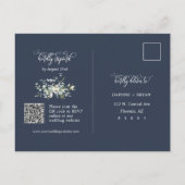 Moderne Marine Blauw Groen Bladeren QR Code Adres  Briefkaart (Achterkant)