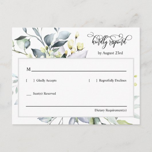 Moderne Marine Blauw Groen Bladeren QR Code Adres  Briefkaart (Voorkant)